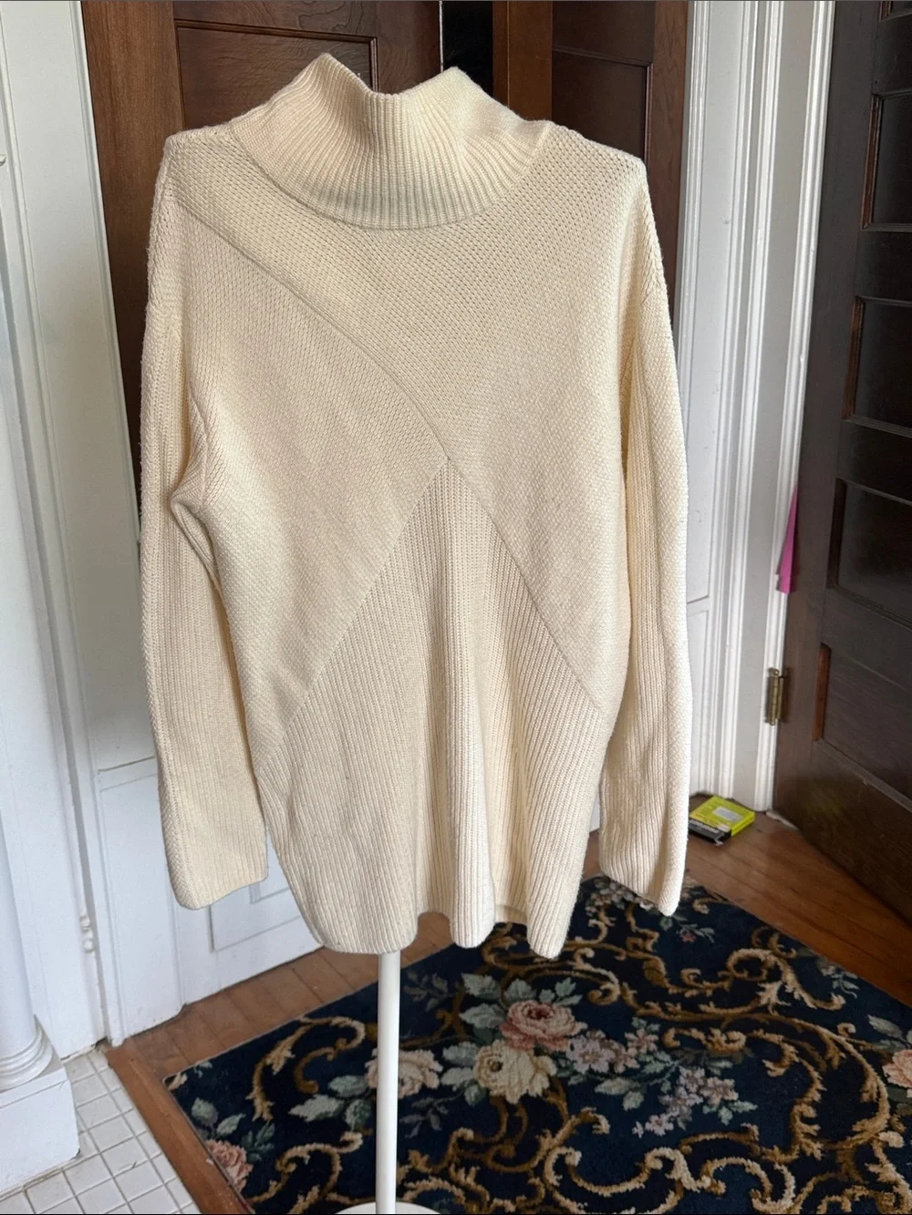 Talbots mixed stitch mock neck sweater - worn about 6x